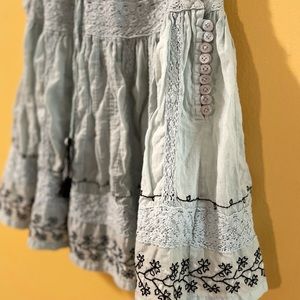 Free People Floral Embroidery Boho Top with Side Button Detail